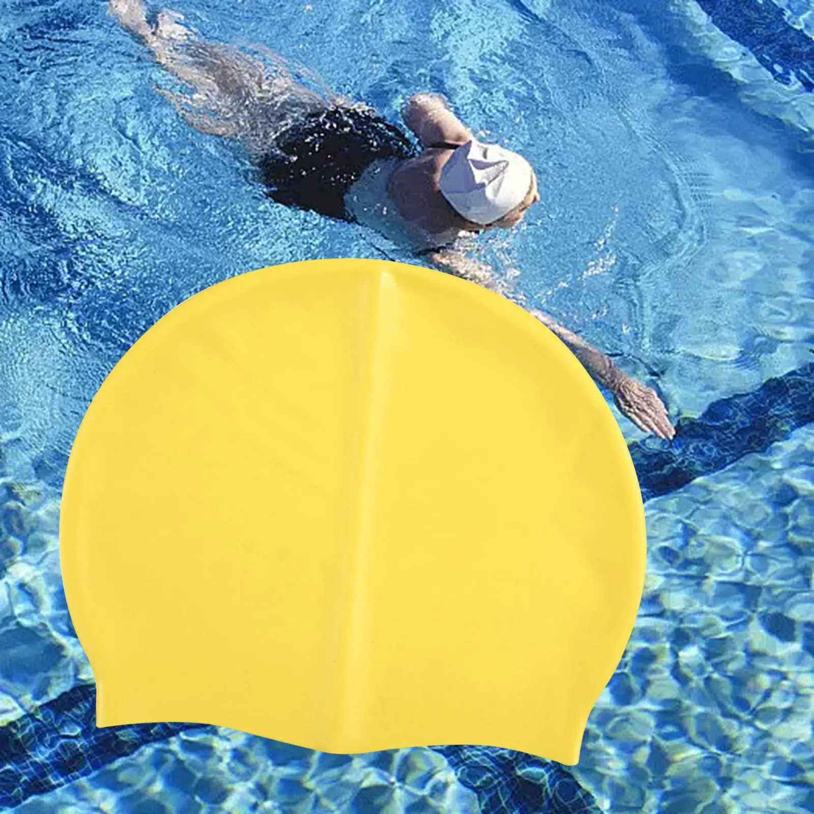 Silicone Swim Cap Non Slip Elastic Flexible Summer Swimming Cap for Training and Competition Boys Long Hair Youth Braids Locks