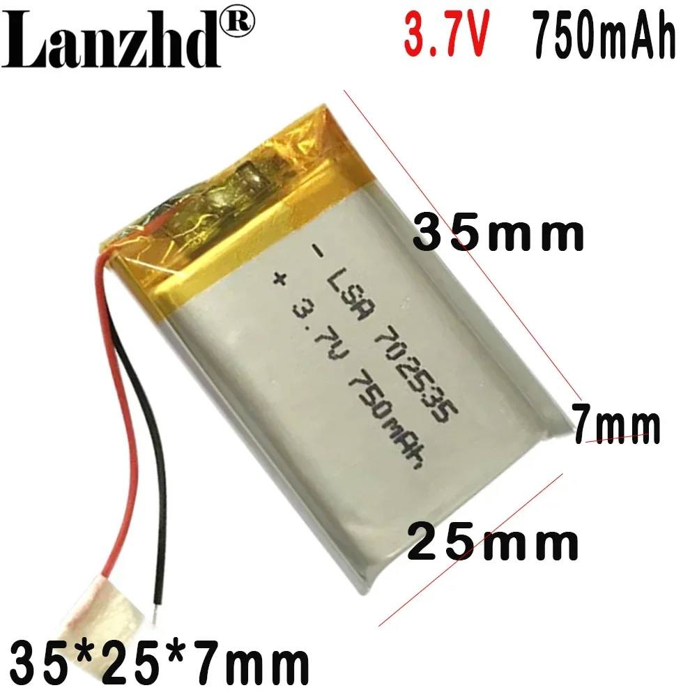 702535 3.7V Polymer Lithium Battery 750mAh For Navigator Locator Digital type 35*25*7mm