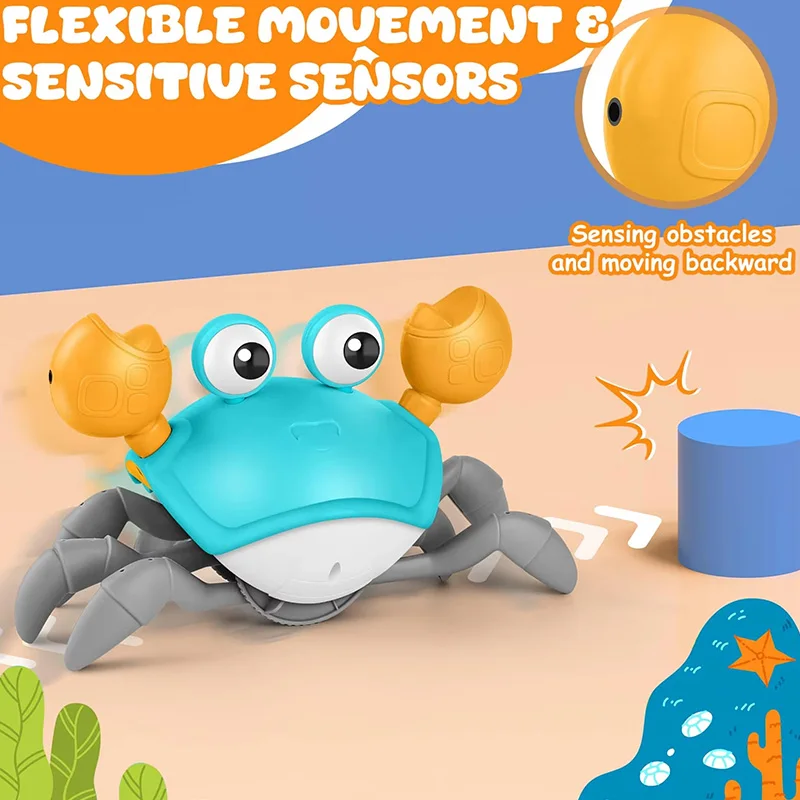 Krabbelndes Krabbenspielzeug, leichte Musik, Krabbelspielzeug, elektrisches Induktions-Fluchtspielzeug, Haustiere, elektronisches interaktives Spielzeug für Hunde und Katzen – Detail 9