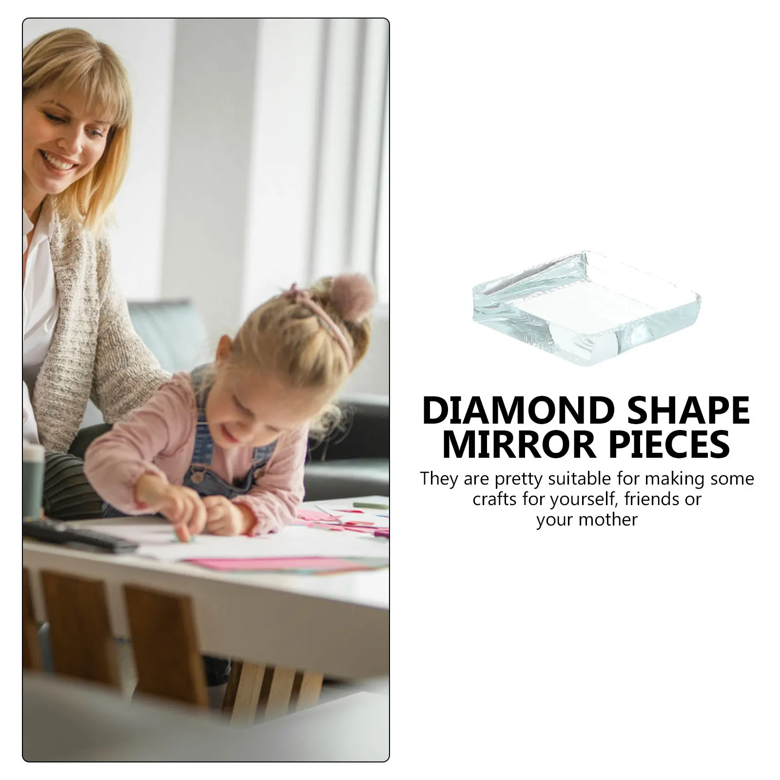

Diamond Shape Mirror Pieces Mosaic Tiles DIY Craft Decorative Glass Material for Parent-Child Handicraft Projects