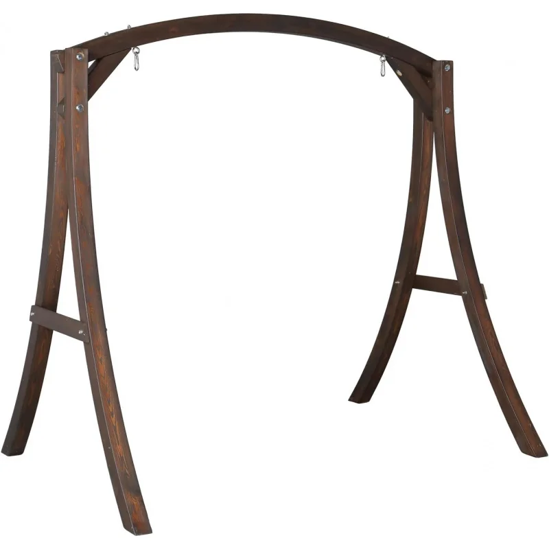 

2026 New：6.7FT Porch Swing Frame, 1000LBS Heavy Duty A-Frame Wooden Porch Swing Stand with Curved Top 5FT Porch S