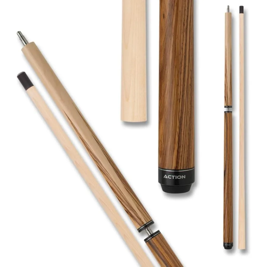 

58 Inch Zebrawood Break Jump Billiards Pool Cue Stick with WoodtoWood Joint and 13mm Phenolic Tip for Precision Performance in