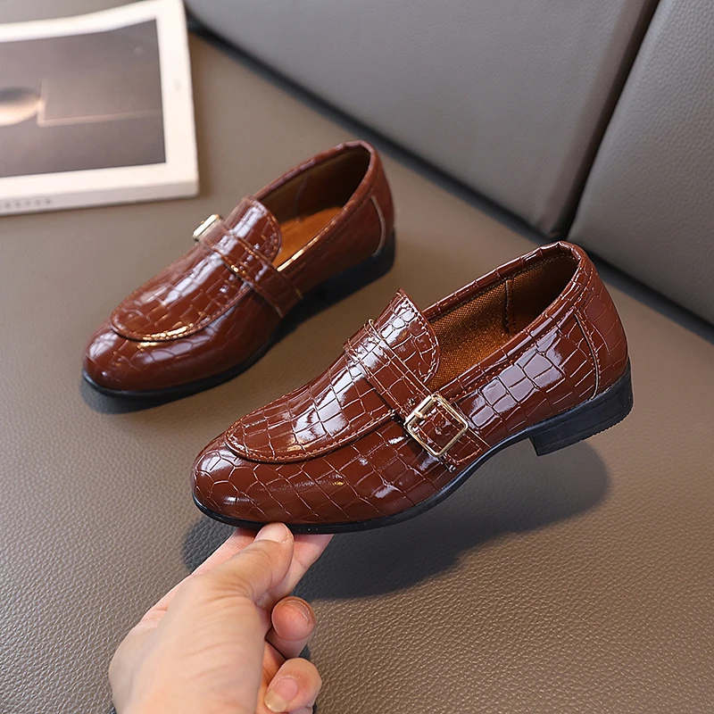 

Boy Leather Shoe Spring Autumn New Children's Flats School Uniform Versatile Kids Fashion Performance Loafers for Wedding Party