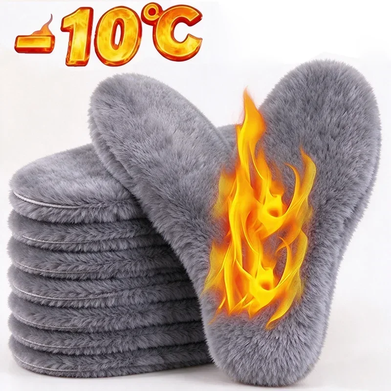 Shoe Insoles Thick Warm Winter Boot Inserts Soft Fluffy Plush Cold Weather Foot Pads Breathable Sweat Absorbent Sneaker Pads