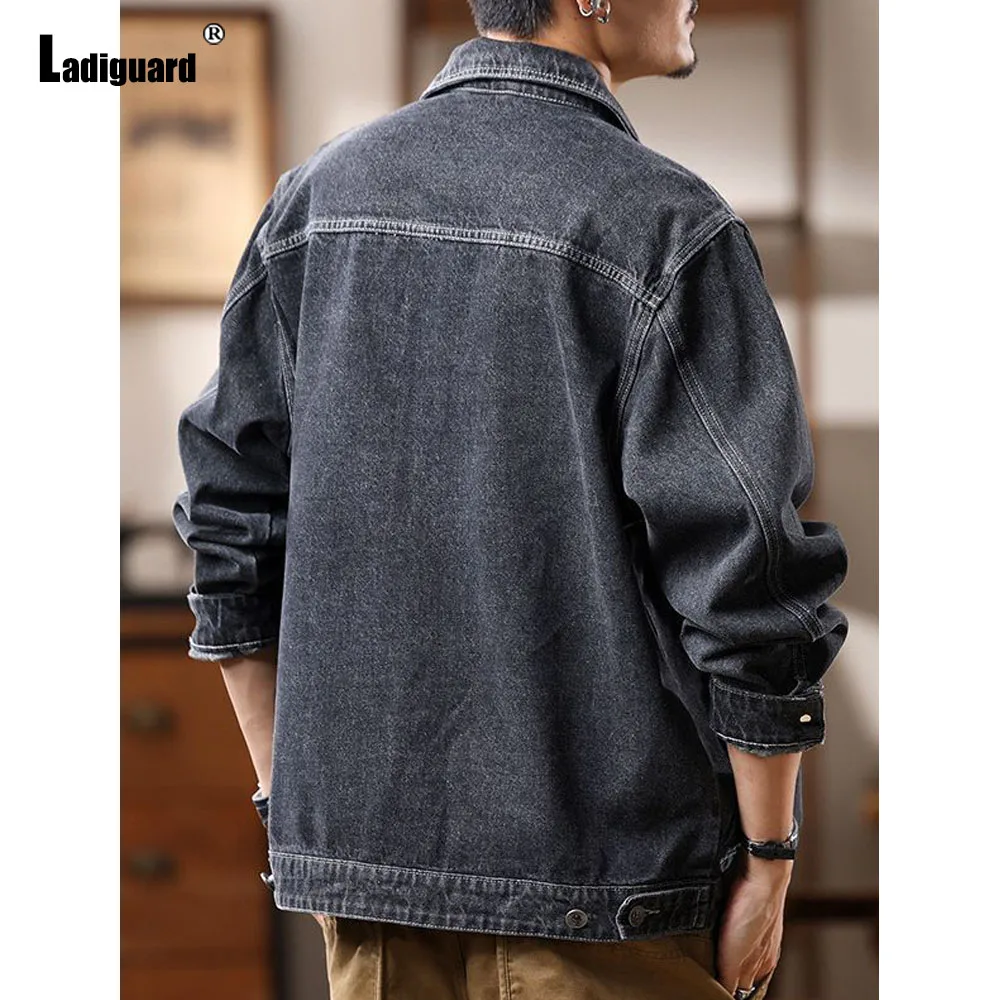 Men's Stand Pocket Demin Casual Retro Jacket Plus Size 7xl Mens Vintage Basic Jean Outerwear 2024 Harajuku Fashion Demin Jackets