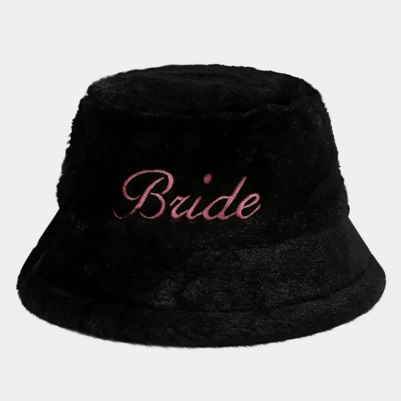 Chapeau de pêcheur brodé pour fête d'enterrement de vie de jeune fille, nouveau Style, chapeaux seau chauds pour l'extérieur, automne et hiver