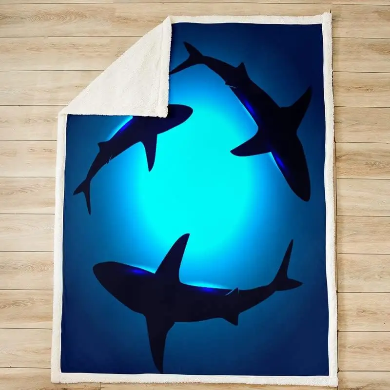 Whales Fleece Throw Blanket Kids Ocean Sea Animal Plush Blanket for Bed Sofa Couch Boys Teens Sea Underwater World