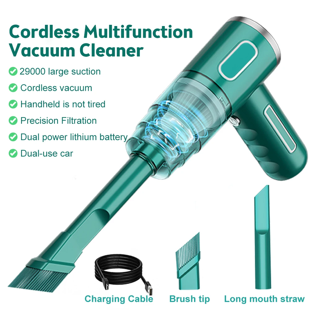 29000PA 120W Cordless Mini Car Vacuum Cleaner USB Rechargable Portable Household Dual-Use Rechargeable Wet & Dry Vacuums Cleaner