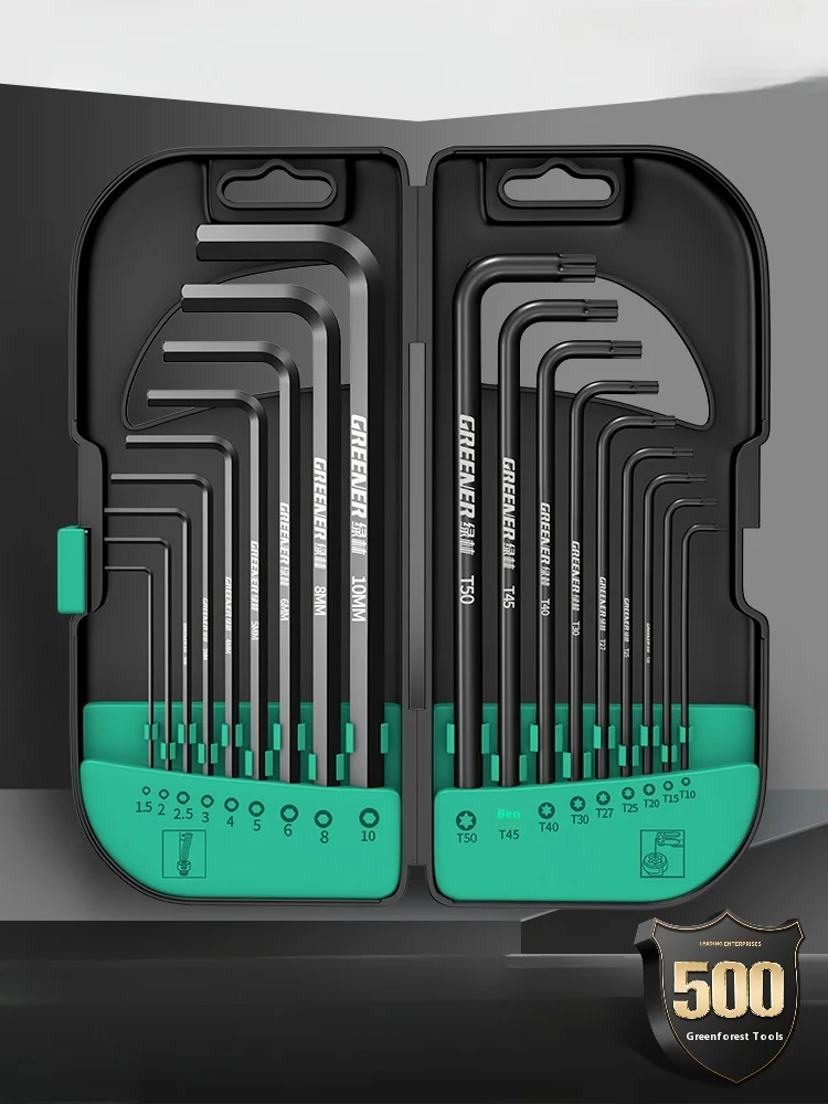 18 Pcs Hexagonal Wrench Set Extra Long Ball Head Screwdriver Set Hexagonal Nut Key Mechanical Workshop Hand Tools Torque Wrench