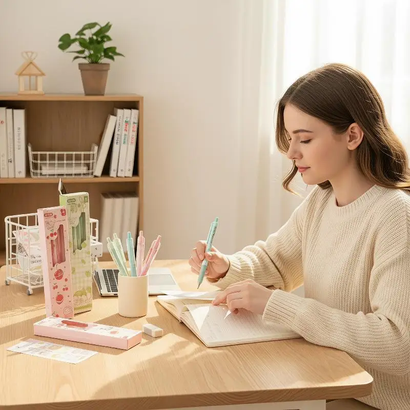 4Pcs 0.5mm 2B Mechanical Pencil Set, Break Resistant Lead, Non-sharpening Kawaii Stationery for Student Daily Writing