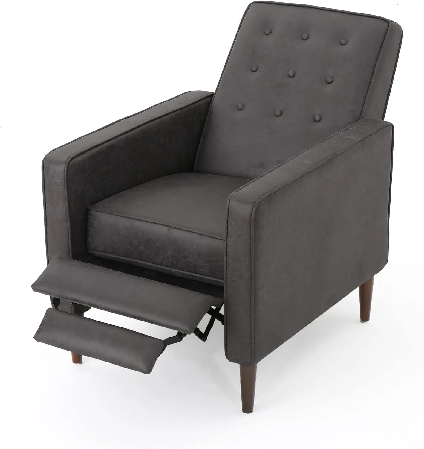 Mervynn Mid-Century Modern Microfiber Recliner, Slate / Dark Espresso