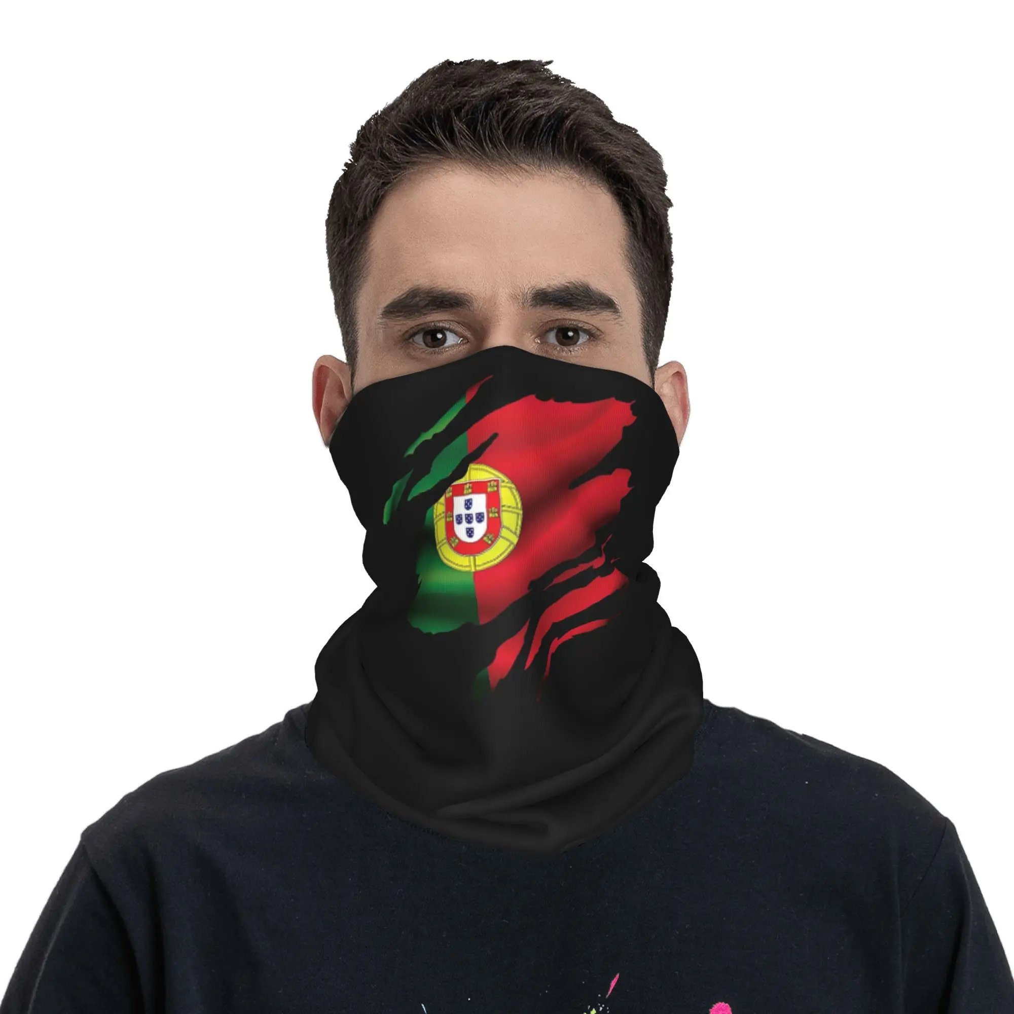 Flag Of Portugal Bandana Neck Cover Printed Face Scarf Multi-use Face Mask Cycling For Men Women Adult Washable