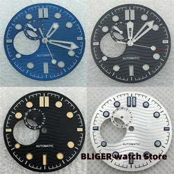 BLIGER 30.8mm Black/White/Blue Water Ripple Skeleton Dial and Hands for NH39 Movement Mechanical Watch Accessories