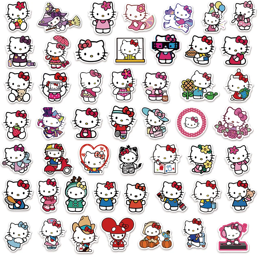 50Pcs Hello Cat Stickers Cute Cats Multi-purpose Stickers Waterproof Decorative Refrigerator Computer Stickers image 6