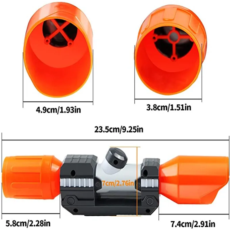 Acessório de visão de escopo de plástico com acessório de retículo para nerf modificar brinquedos escopo óptico caça acessório de mira óptica