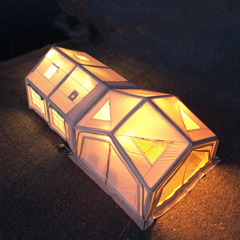 

ST Luxury Four-Season Waterproof Durable Inflatable Oxford PVC Outdoor Camping Tent Two Bedrooms Living Room for 8-10 Persons