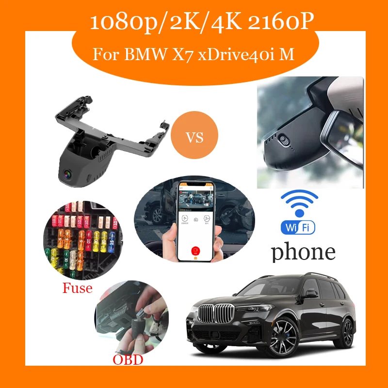 Car Road Record WiFi DVR Driving Video Recorder Dash Camera For BMW X7 xDrive40i M xDrive40i 2019~2020 Night Vision CCD