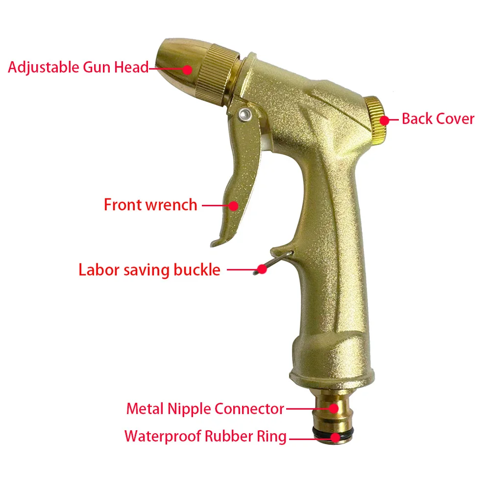 High Pressure Metal Garden Water Spray Gardening Sprayer Water Hose Jet Household Lawn Car Washing Guns Yard Watering Sprinkle
