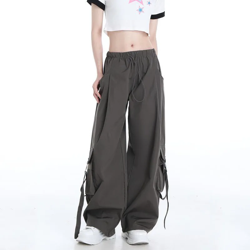 American Vintage Dopamine Cargo Pants Women Oversized Solid High Waist Versatile Trend Sports Fashion Casual Wide Leg Trousers