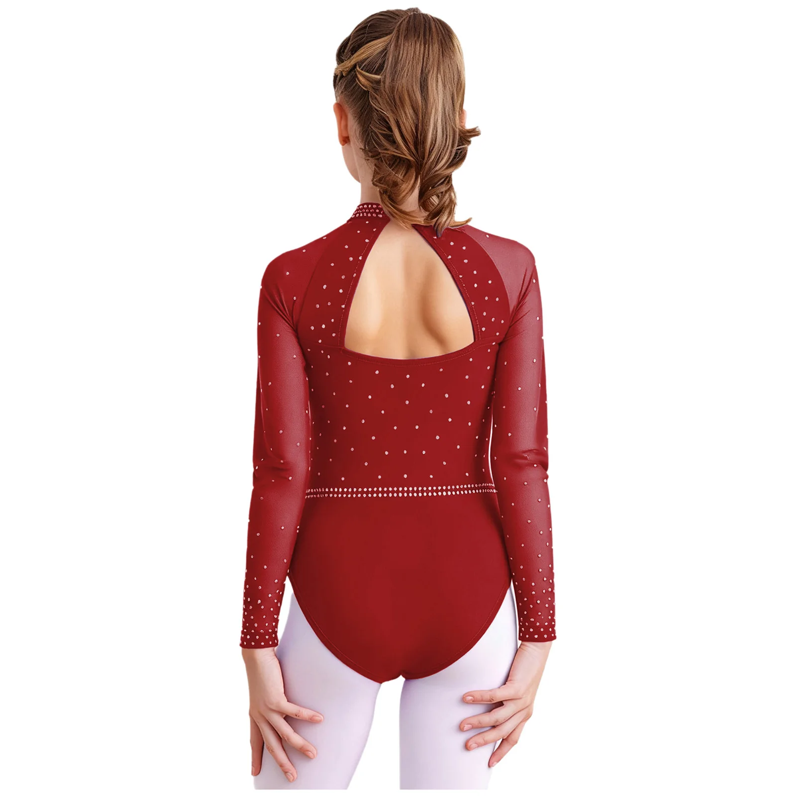 

Kids Girls Sparkling Rhinestones Gymnastics Ballet Jersey Leotards Unitards Bodysuit Rhythmic Artistic Skating Stage Costume