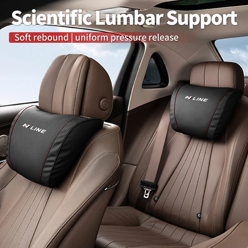 Almohada para el cuello del coche, reposacabezas de cuero PU, almohadas de soporte para el cuello para Hyundai I30 I20 IX35 I40 Tucson Getz Veloster Kona Elantra Sona