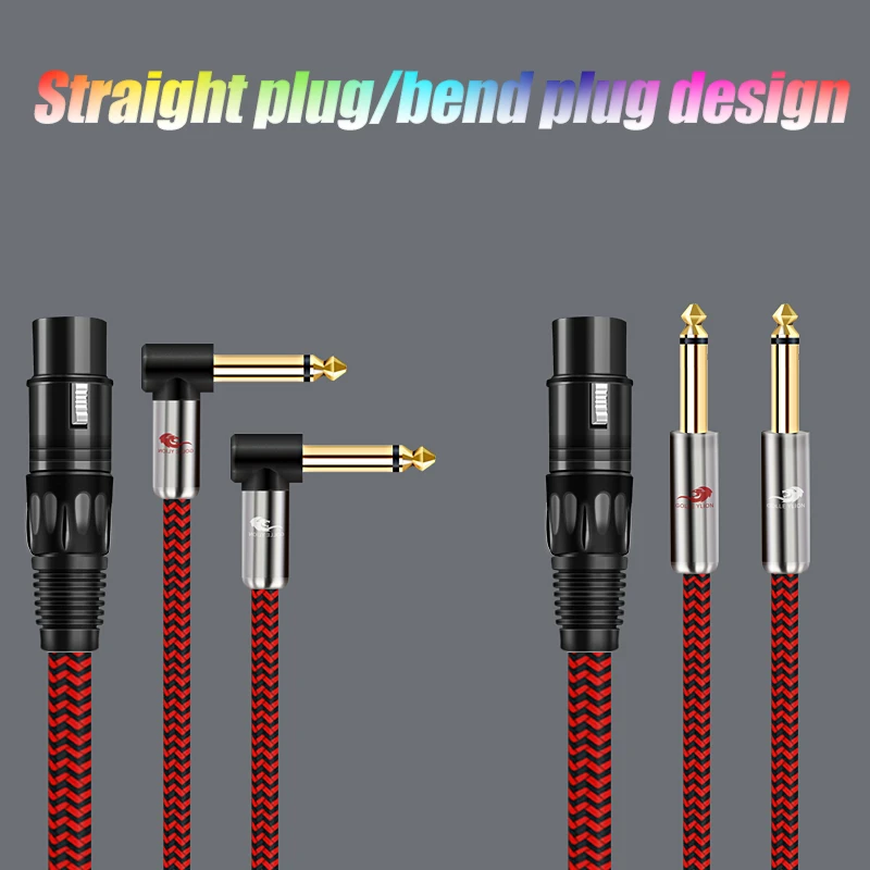 

XLR Female to Dual 1/4 Inch TS Mono 6.5mm Male Audio Cable for Microphone Mixer Amplifier Soundbox Home Theater Shielded Cords