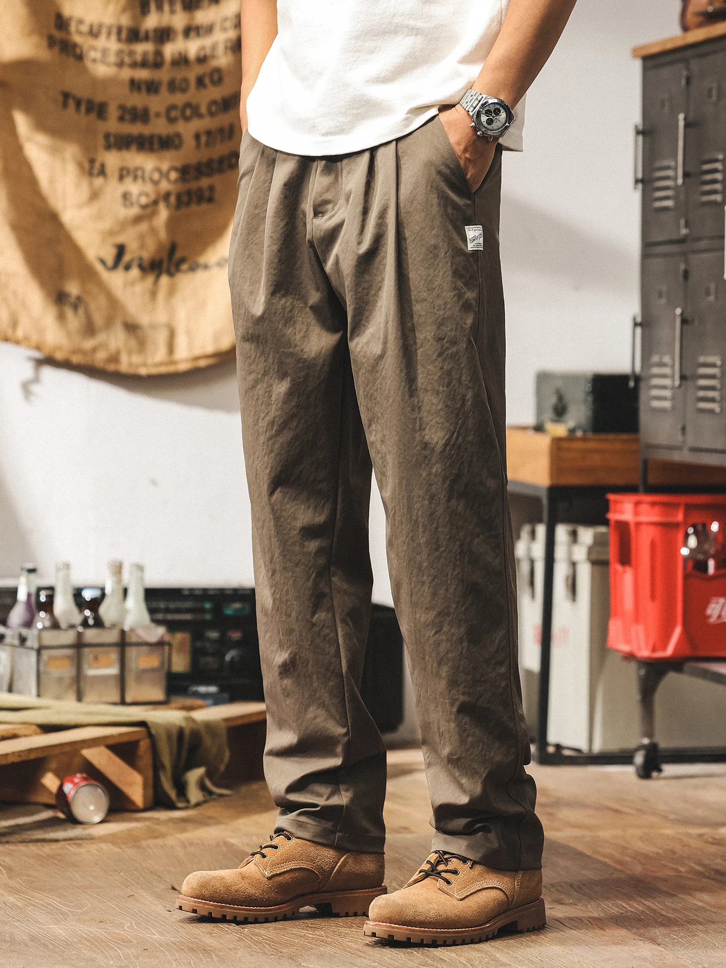 

Новые летние мужские повседневные свободные прямые тонкие длинные брюки, модные простые брюки в американском стиле ретро, рабочая одежда