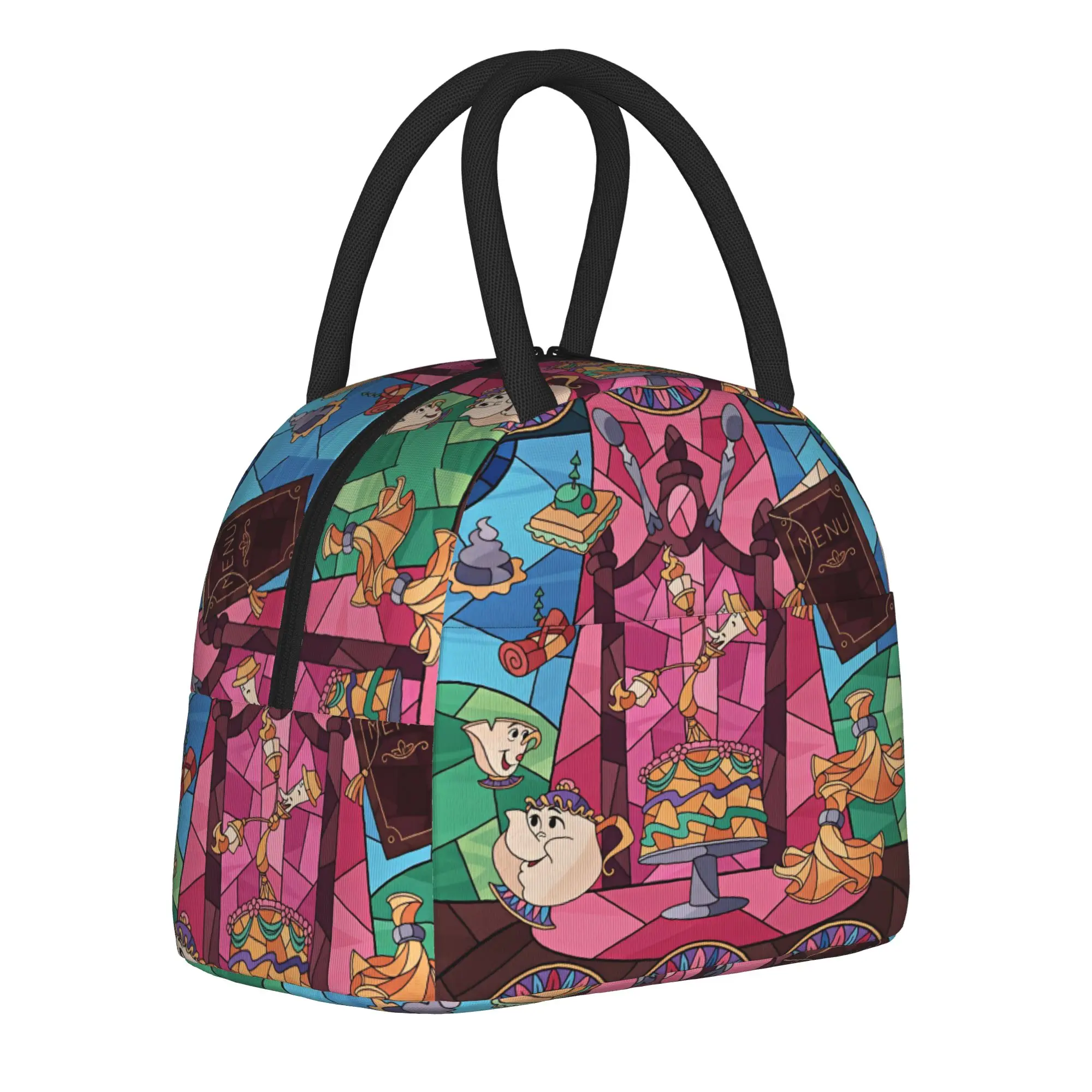 

Beauty And The Beast Lunch Bag Vintage Lunch Box For Men Travel Portable Zipper Cooler Bag Oxford Print Tote Food Bags