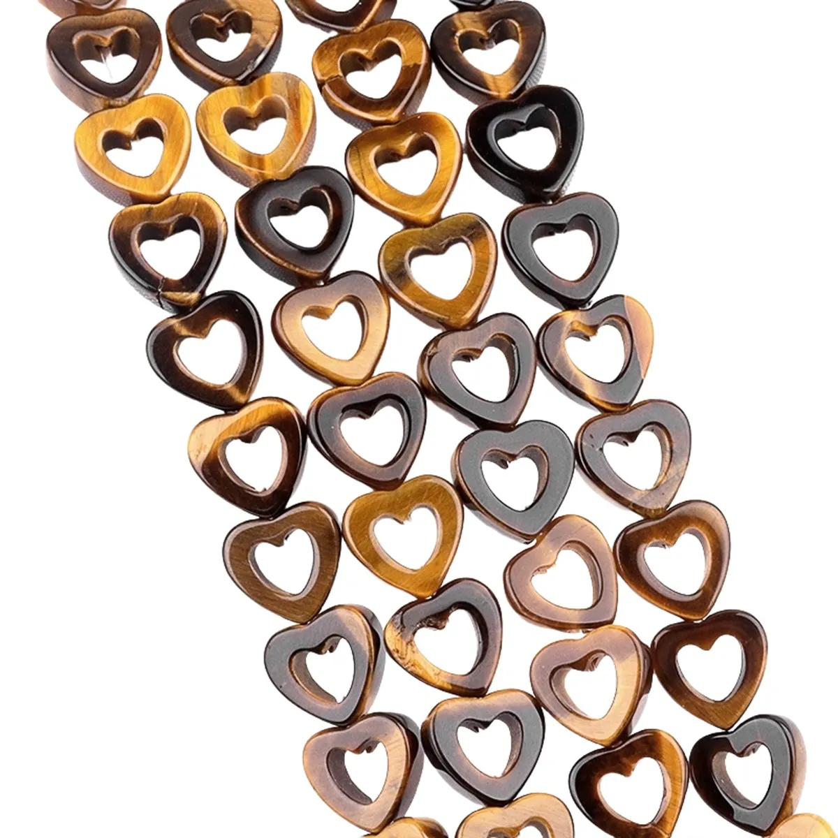 

Yellow Tiger Eye 10MM Hollow Heart Shape Gemstone Beads for DIY Making Jewelry Natural Lucky Love Stone 18PCS&20CM