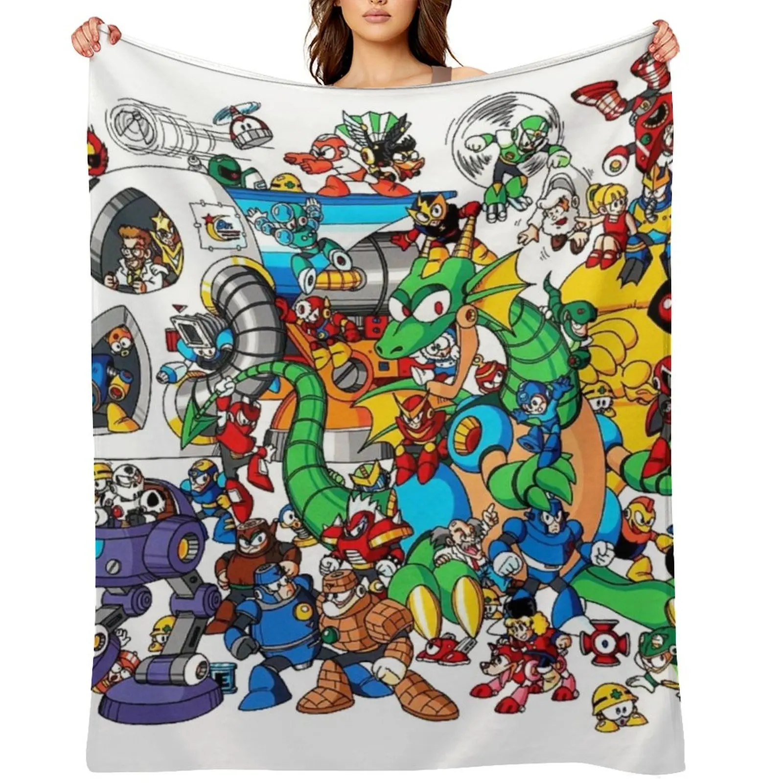 

Mega Man and all of his enemies Throw Blanket Giant Sofa Cute Decoratives valentine gift ideas Blankets