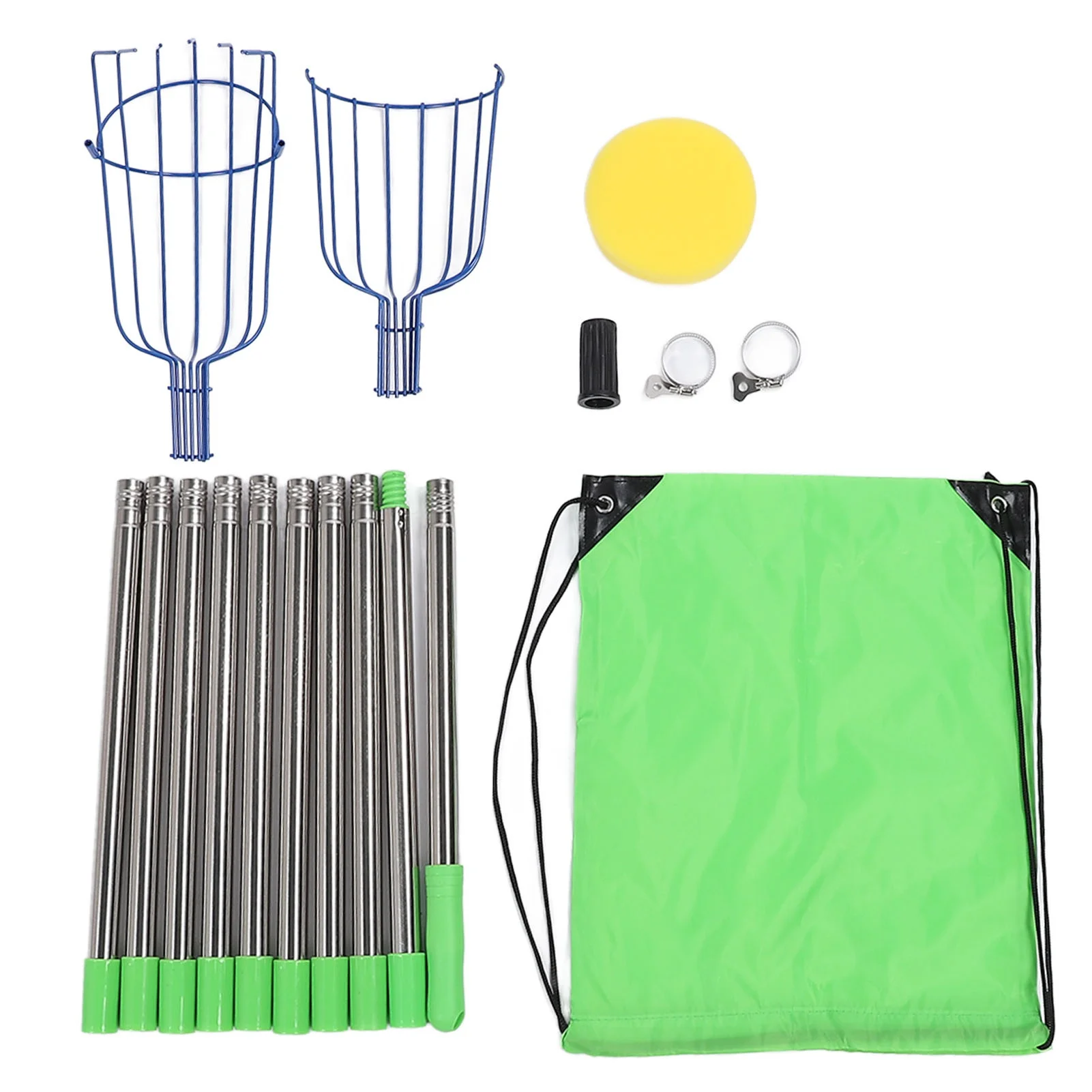 

Adjustable Length Stainless Steel Fruit Picker Tool with Basket Easy to Assemble Fruits Catcher for Tree Picking