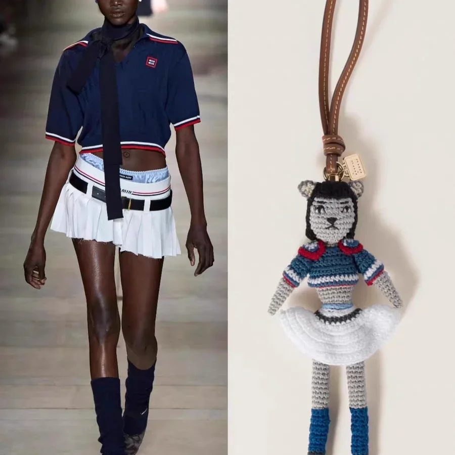 

2025 Fashion Miu Series Knitted Doll Pendant Keychain Bag Charm Cute Home Decor