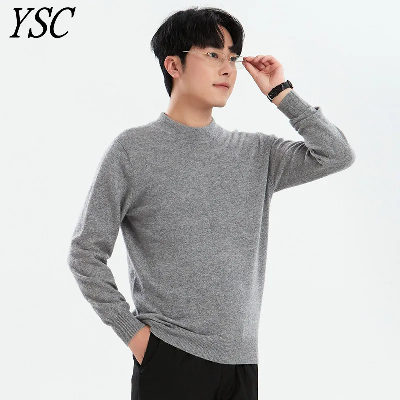 2024 Classic Men Knitted Pullover Pure Wool Sweater Half height collar Long sleeves Medium thick style Soft warmth Anti-pilling