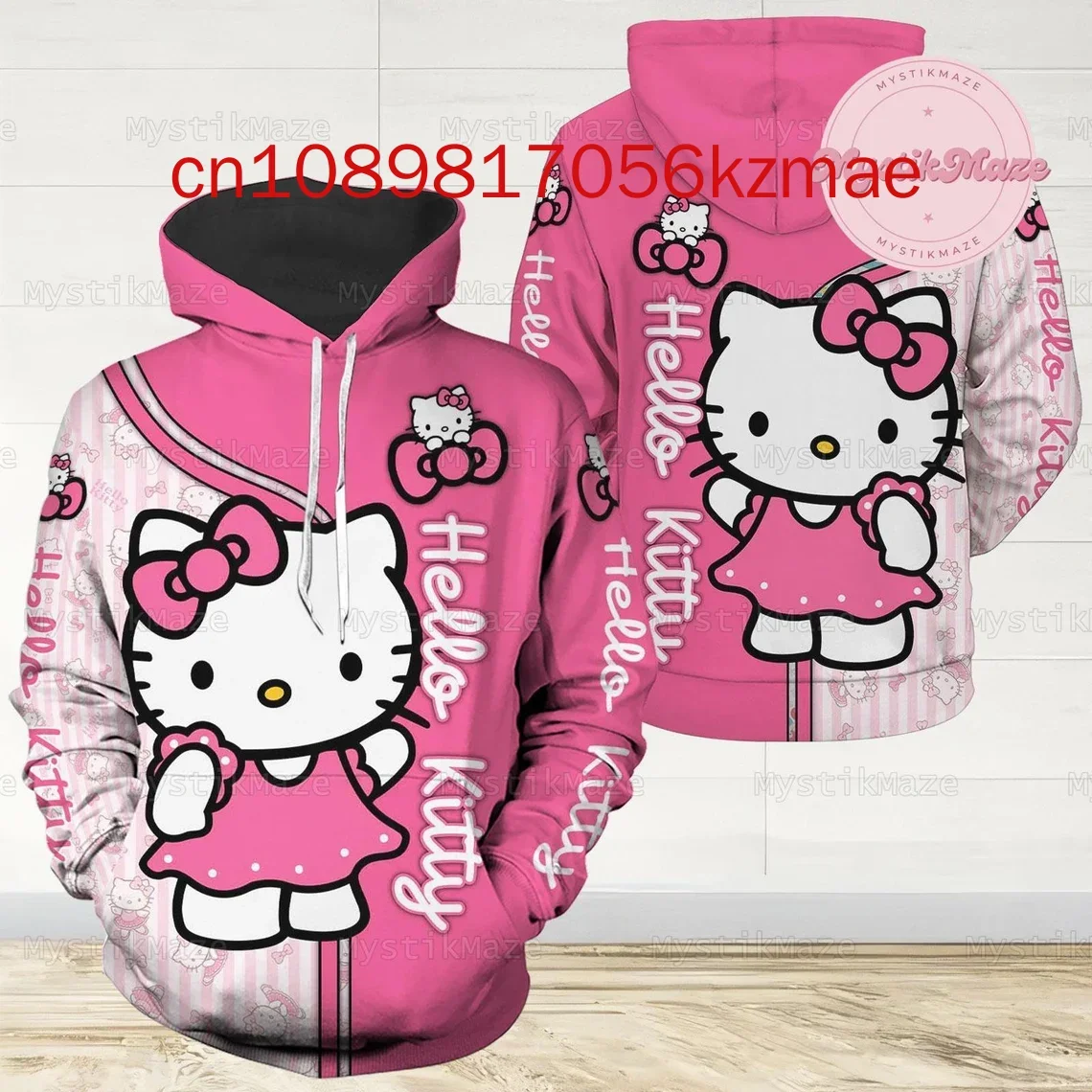 2024 New Personalized Hello Kitty 3D Women\'s Hoodie and Leggings Suit Disney Yoga Pants Sweatpants Fashion Sports Suit Set