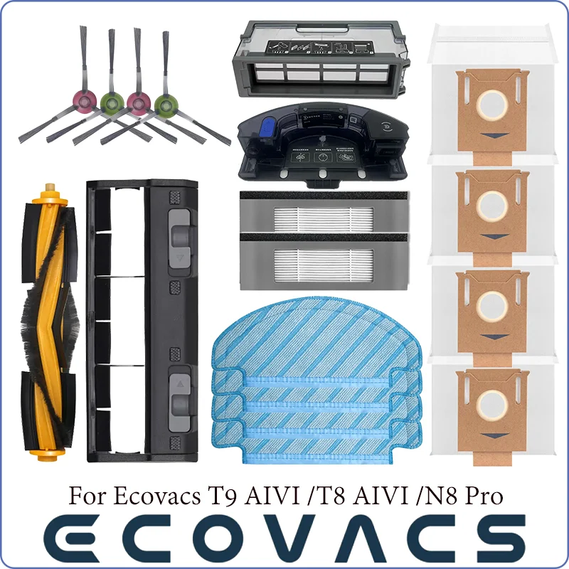 ECOVACS Deebot T8 AIVI T9 AIVI N8 Pro AIVI N9 N10 N10 Plus Accessories Main brush, side brush, filter, dust bag,Hepa Filte