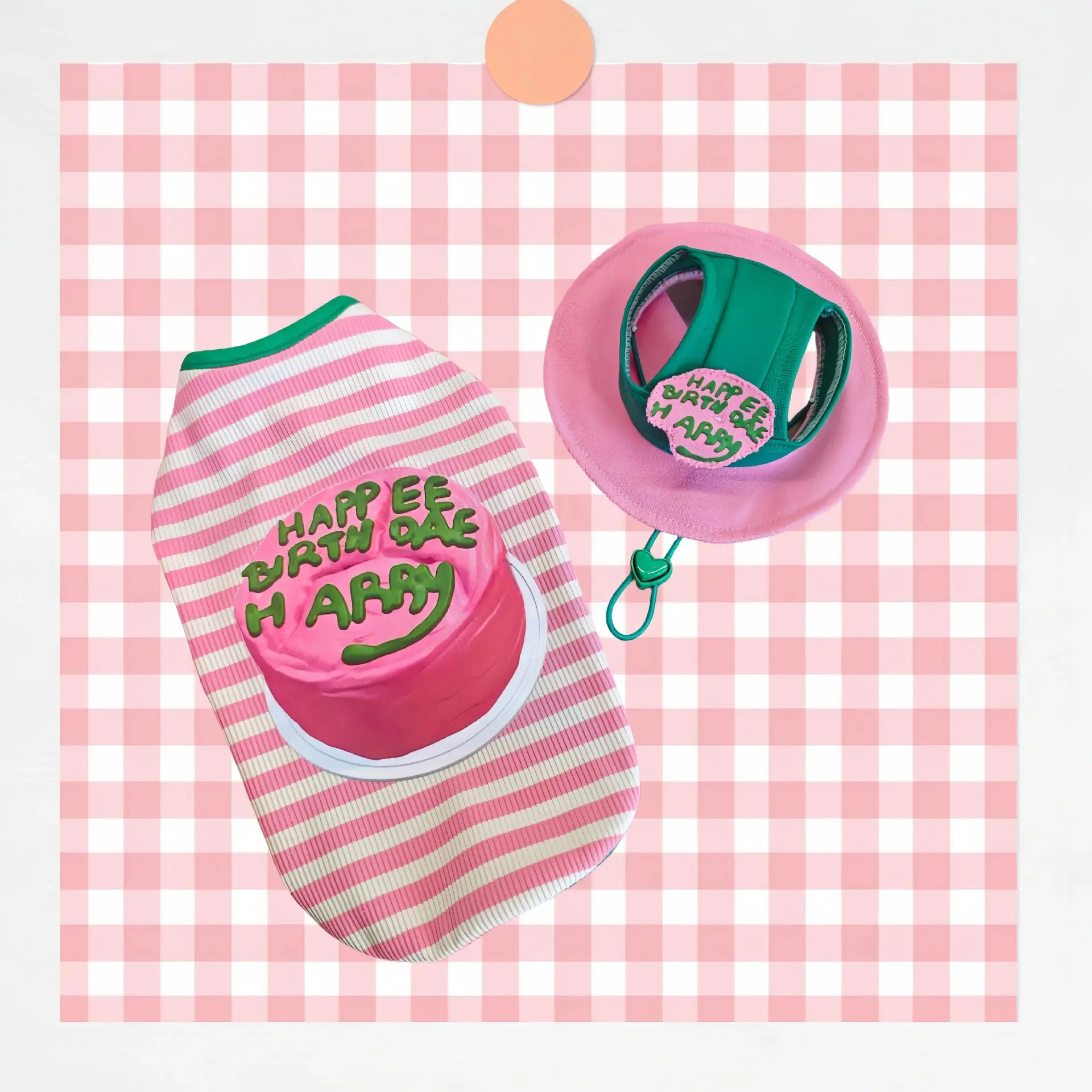 Camiseta de verano con rayas y dibujos cumpleaños para perros pequeños - imagen 2