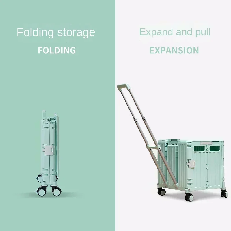 Eason Pull Rod Folding Shopping Cart Korea Household Adjustable Trailer Multi-function Universal Wheel Travel Storage Trolley