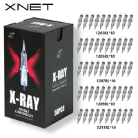 XNET X-RAY 50 Uds agujas de cartucho de tatuaje profesional 0,3/0,35mm revestimiento redondo 3RL 5RL 7RL seguridad esterilizada para máquina de tatuaje