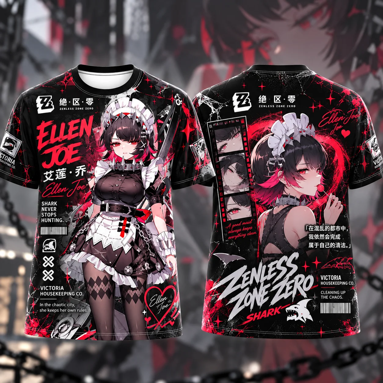 Zenless Zone Zero Character Ellen Joe Anime Tshirt 3D Printing Game T-Shirt Men's Short-Sleeved Shirt Harajuku Graphic T Shirts