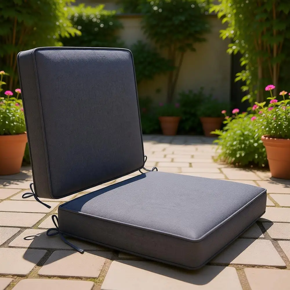 

All-Weather Outdoor Chair Cushion, 18x18x3 Inches, Water-Resistant, 3-Year Fade-Resistant, Removable Cover, Adjustable Ties, Sui