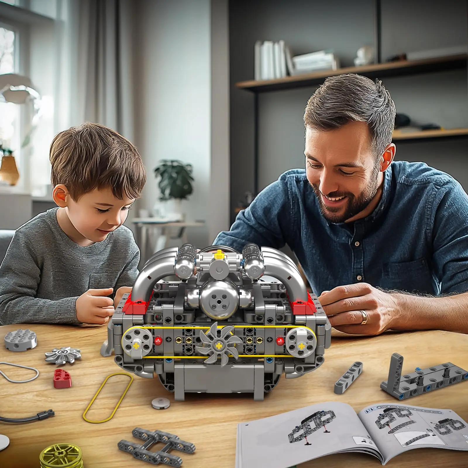 Mould King 10193 609 Uds Kit de construcción de motor Boxer modelo construye tu propio Mini motor de coche réplica de bloques conjuntos regalos para niños adultos