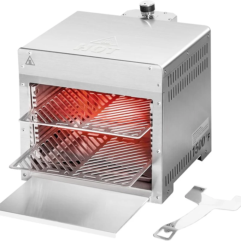 

Portable Infrared Broiler Propane Gas Grill, 1500 Degree Stainless Steel Tabletop Quick Cooking Steak Grill