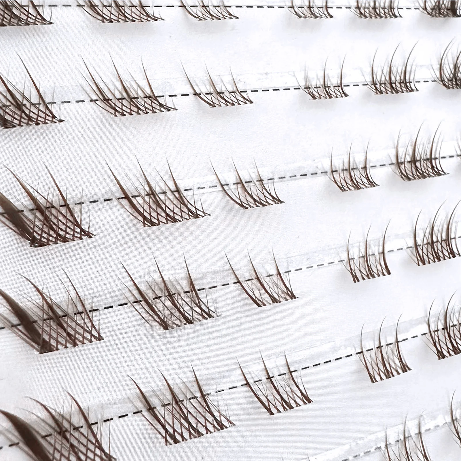10 Rows Brown Single Cluster False Eyelashes Anime Fox-eye cat Segmented Natural Thick curled up Volume For Cosplay Party makeup