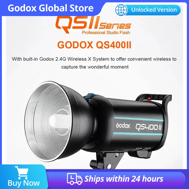 

Godox QSII Series QS400II With built-in Godox 2.4GWireless X System 400Ws Strobe Flash Modeling Light, 5600K Color Temperature