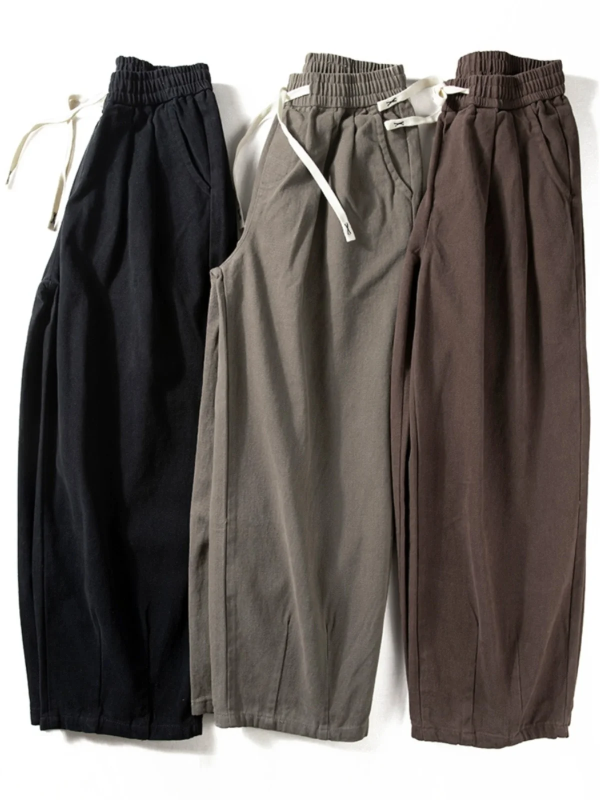 

Cotton Casual Pants Men's Heavyweight Workwear Loose Wide Leg Long Trousers Trendy Retro Japanese Sle Youthful Energy