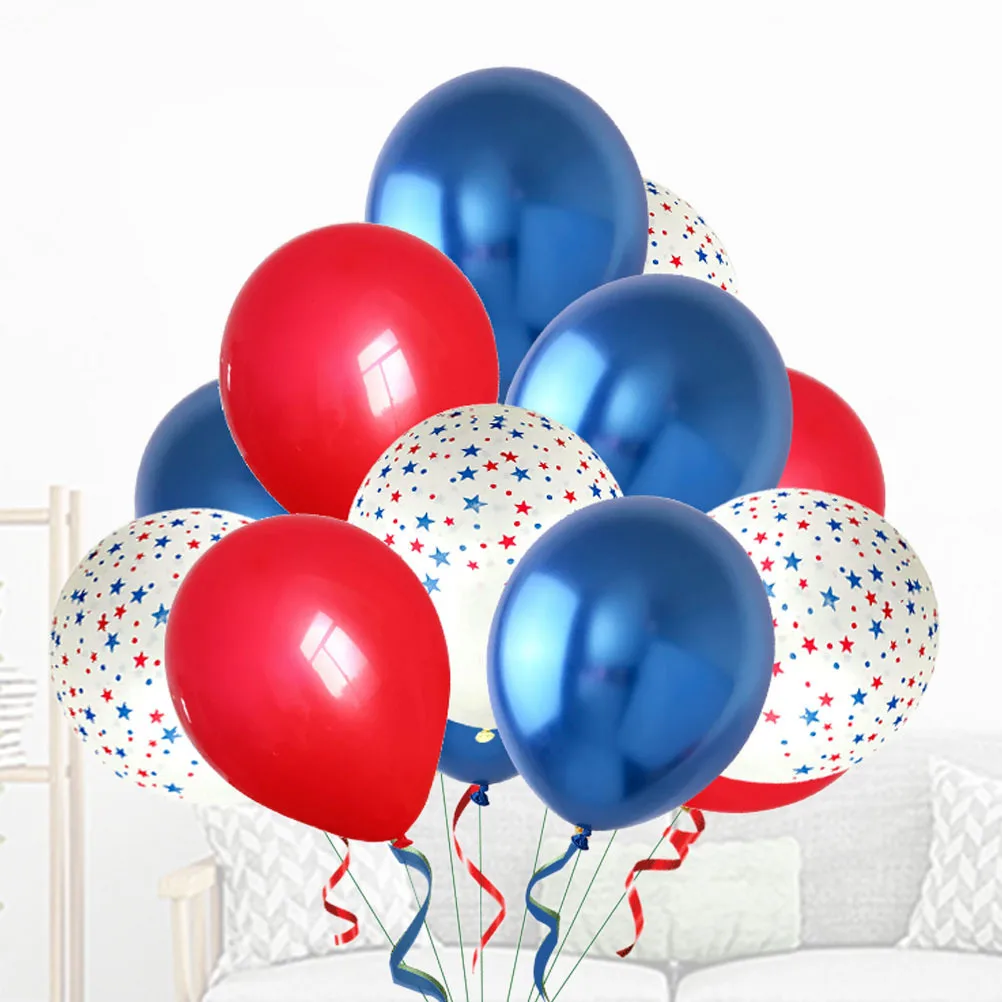 

30Pcs Independence Day Balloons Set 12 Inches Printed Latex Red Blue Party Decoration Decor Printed Balloons