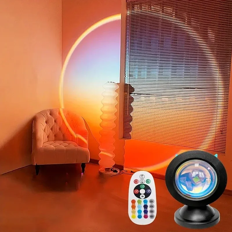 1pc-The new sunset light comes with earbuds and remote control in 16 colors Customized version