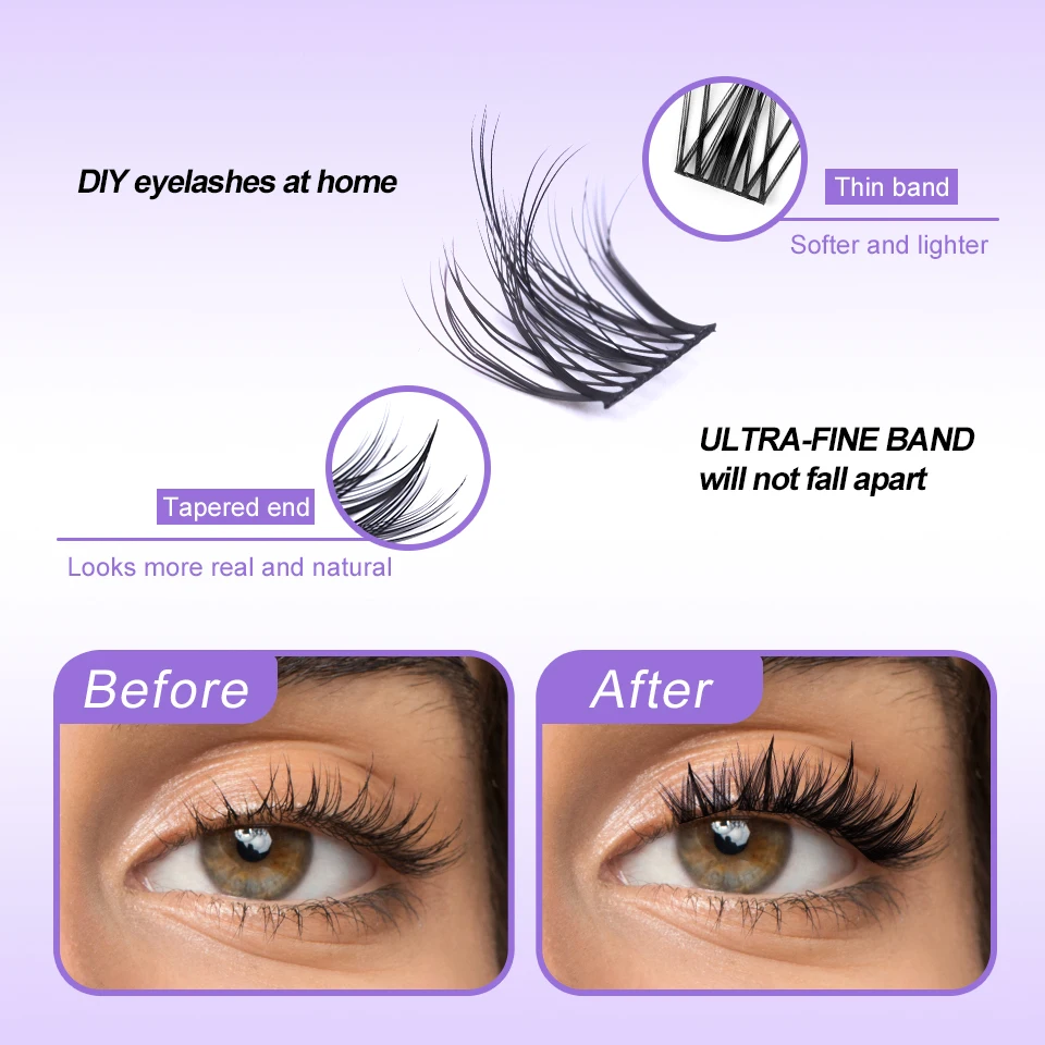 DIY Wimperverlenging Mix Stijlen Clusters Individueel met Bond & Seal Remover Pincet Wimperborstel voor zelftoepassende make-up