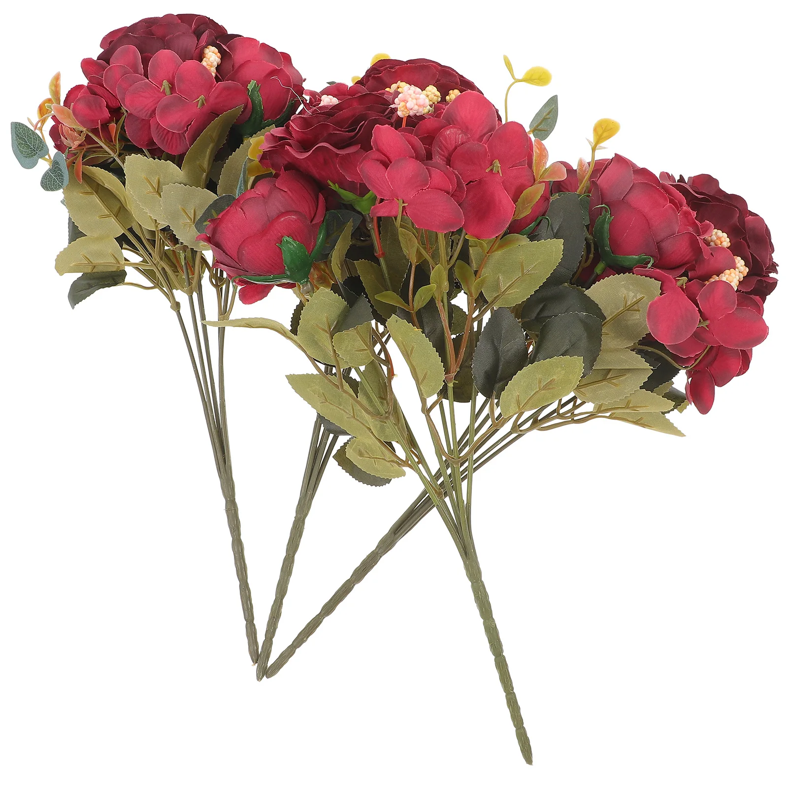 

4pcs Bouquet European Style Fall Color Realistic Roses PP Material Home Decor Wedding Photography Prop Bouquet Wedding Prop