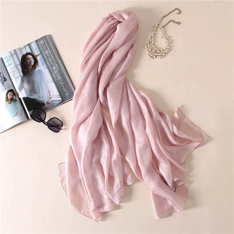 2023 luxus Marke Frauen Mode Schal Plain Solide Seide Leinen Schals Schals Sommer Dame Bandanas Pashmina Foulard Hijab 180*90 cm – Detail 28